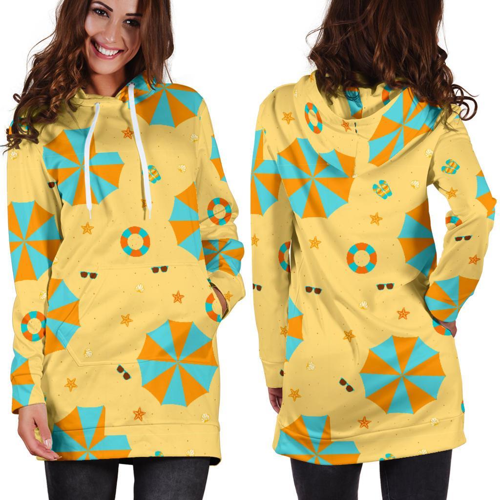 Beach Print Pattern Women Hoodie Dress-grizzshop