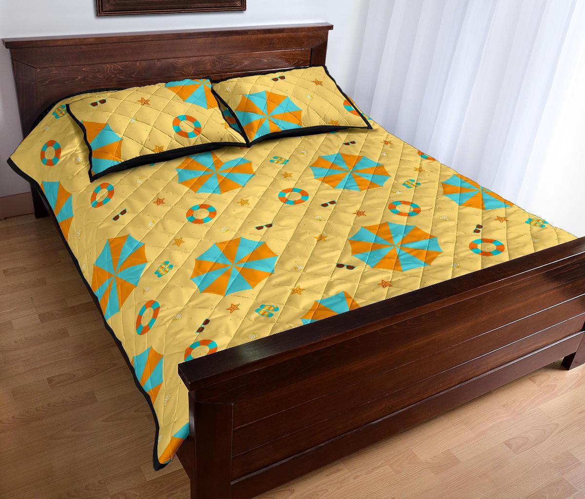 Beach Print Pattern Bed Set Quilt-grizzshop