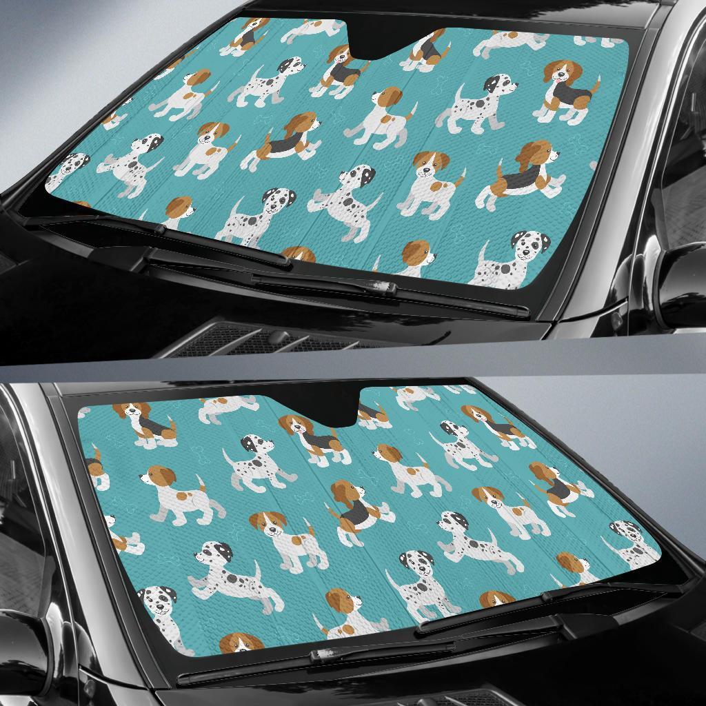Beagle Dog Bone Pattern Print Car Sun Shade-grizzshop