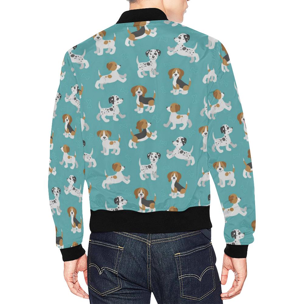 Beagle Dog Bone Pattern Print Men's Bomber Jacket-grizzshop
