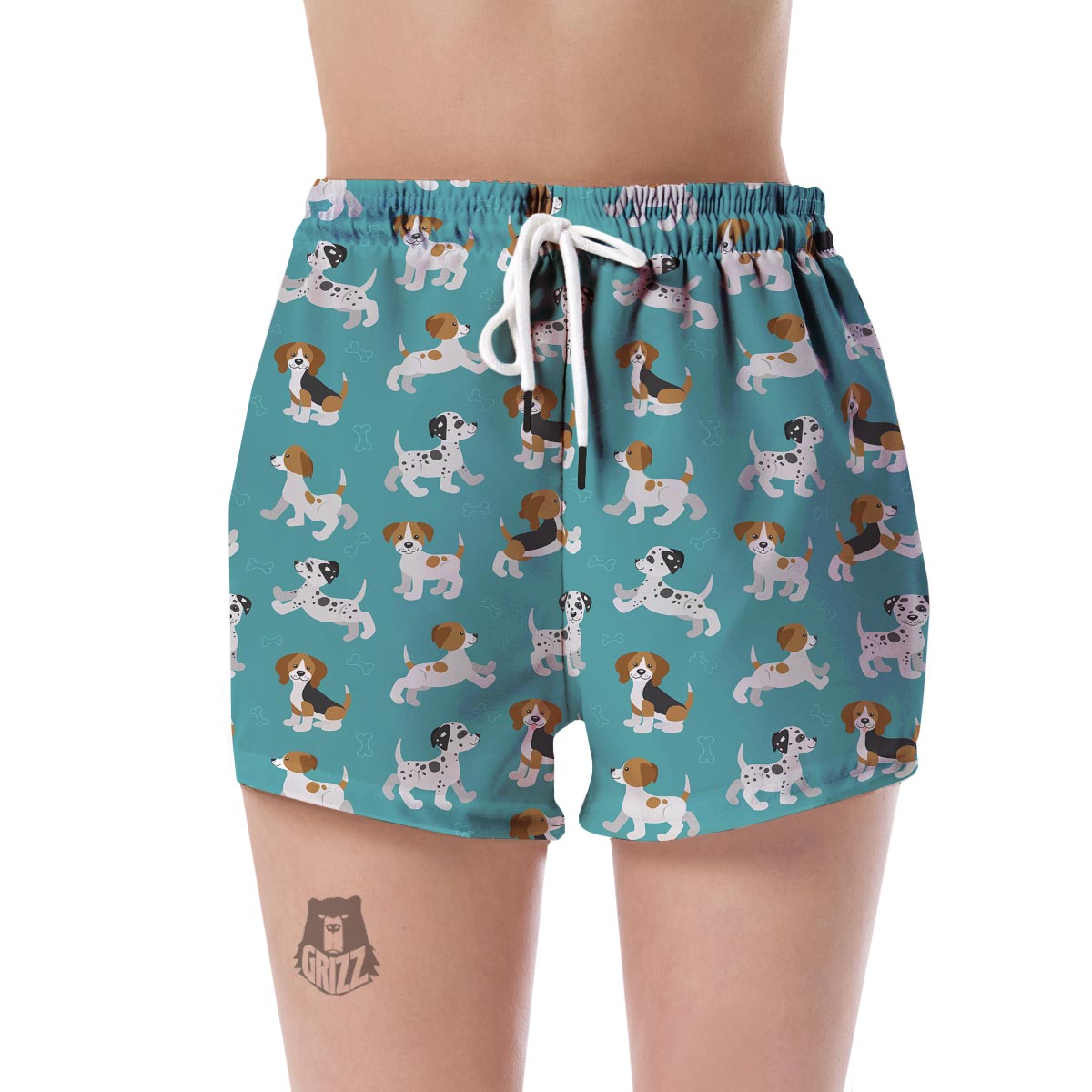 Beagle Dog Bone Pattern Print Women's Shorts-grizzshop