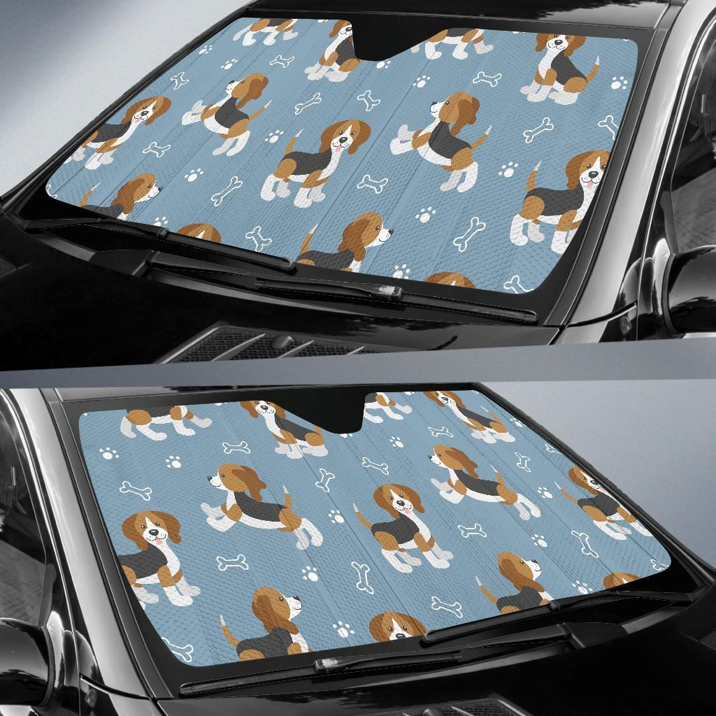 Beagle Paw Dog Bone Pattern Print Car Sun Shade-grizzshop
