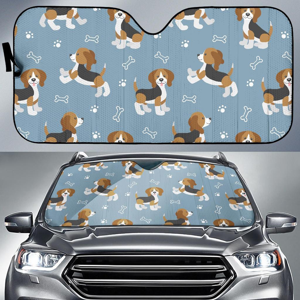 Beagle Paw Dog Bone Pattern Print Car Sun Shade-grizzshop