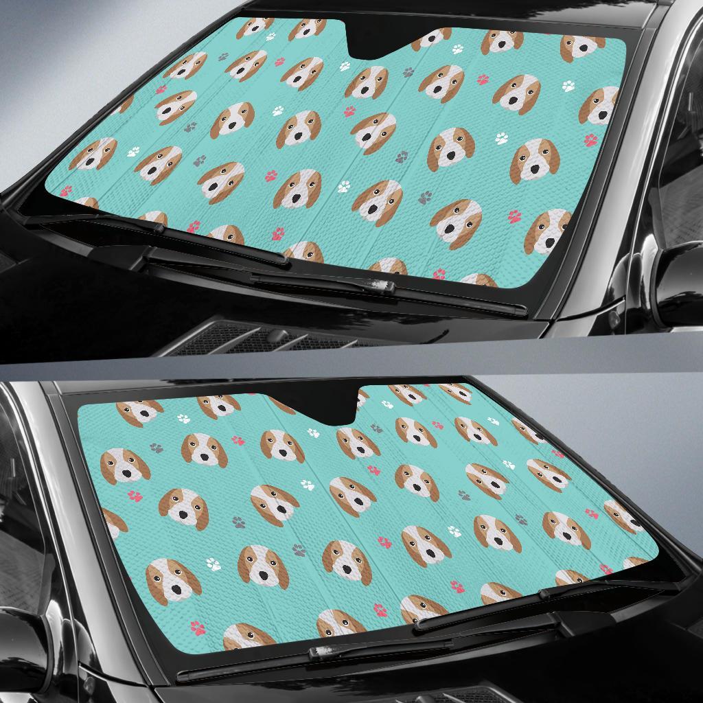 Beagle Paw Pattern Print Car Sun Shade-grizzshop