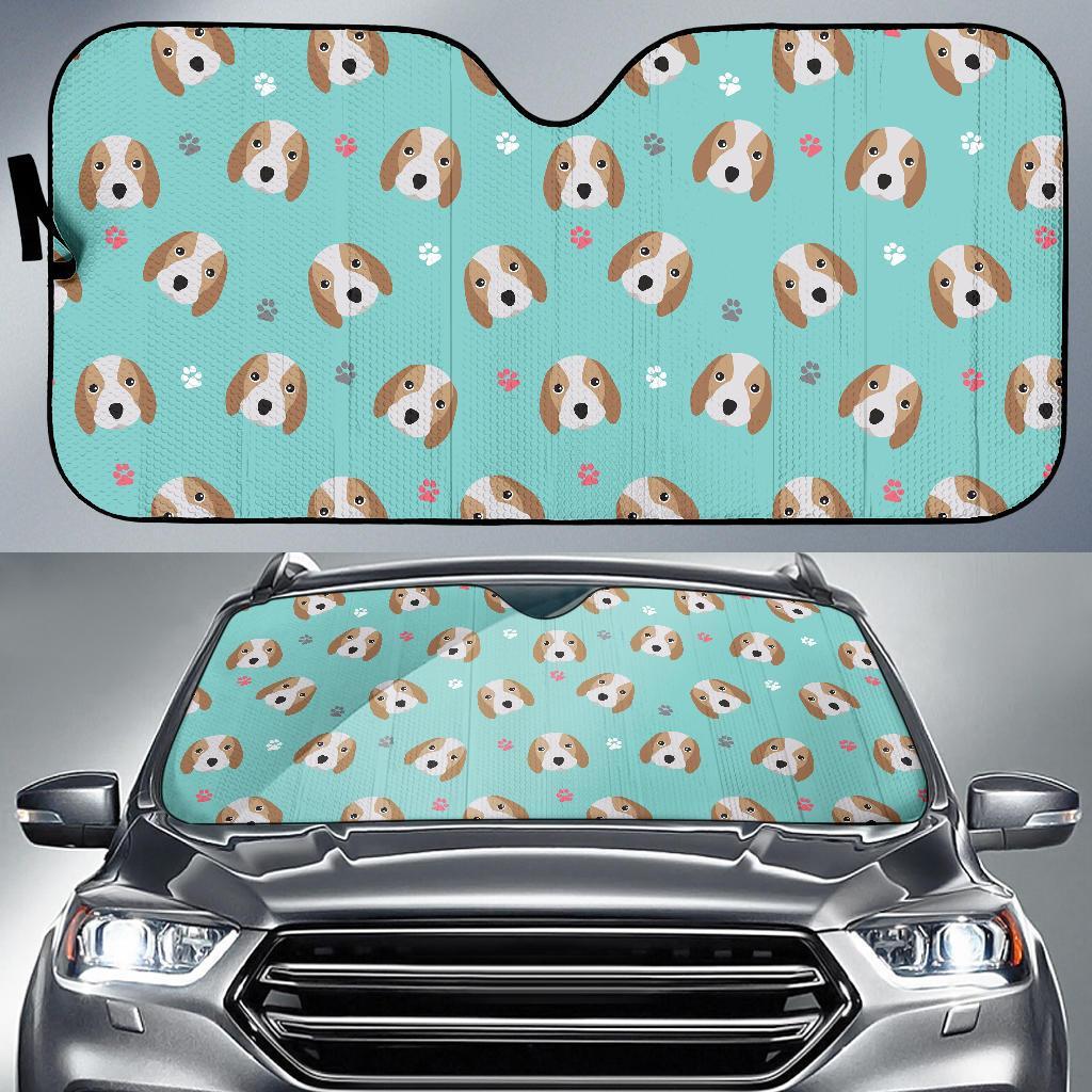 Beagle Paw Pattern Print Car Sun Shade-grizzshop