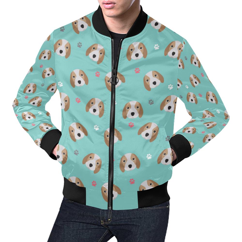 Beagle Paw Pattern Print Men's Bomber Jacket-grizzshop