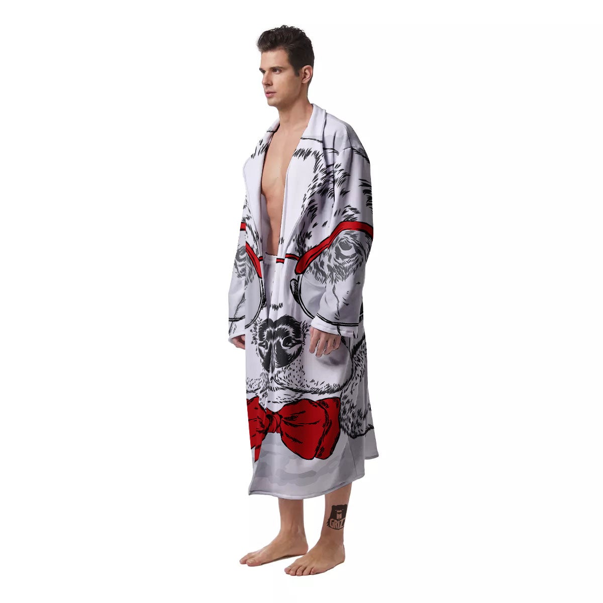 Beagle With Glasses Hipster Print Men's Robe-grizzshop