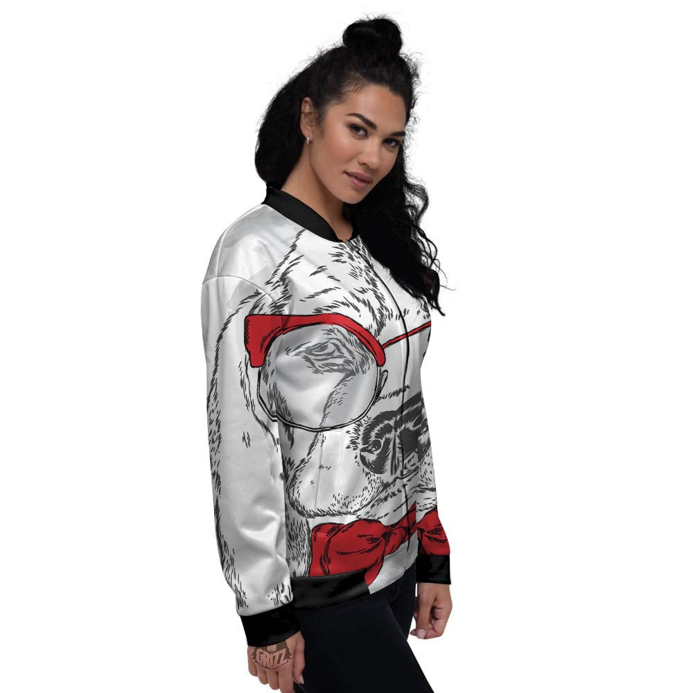 Beagle With Glasses Hipster Print Women's Bomber Jacket-grizzshop