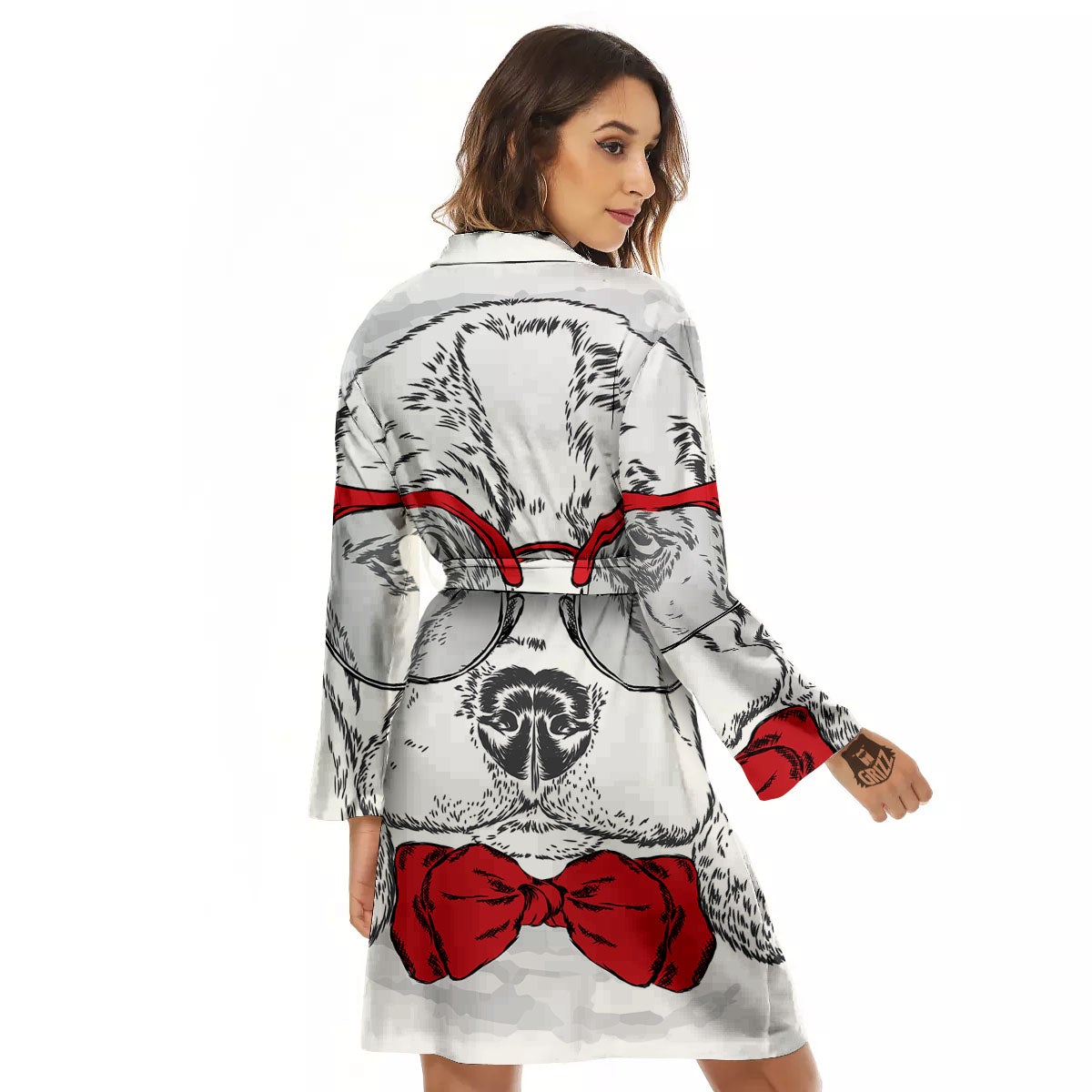 Beagle With Glasses Hipster Print Women's Robe-grizzshop