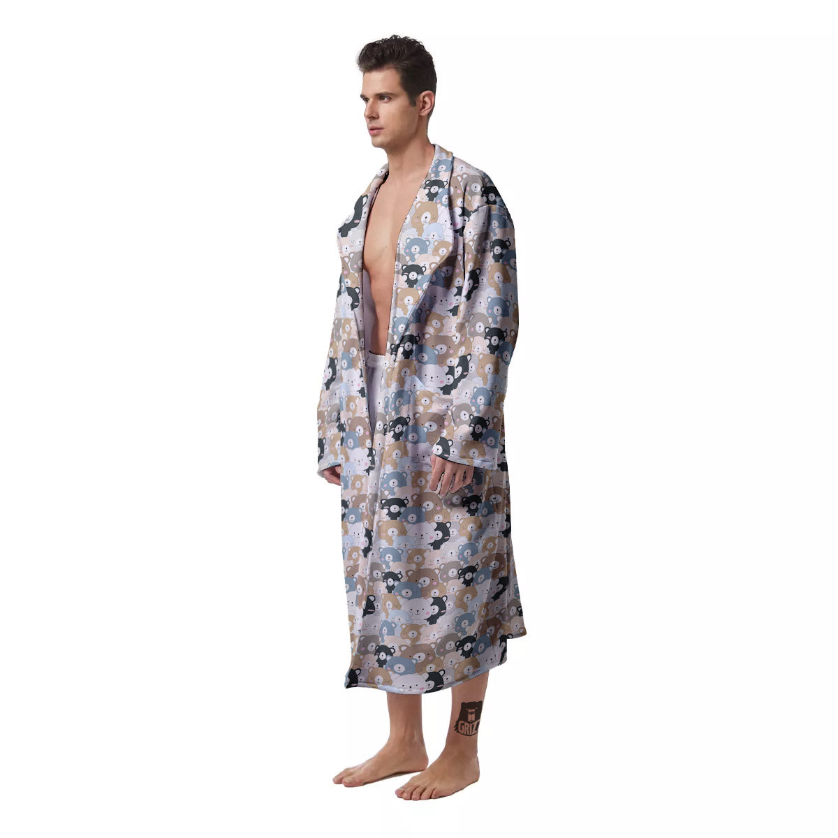 Bear Cute Print Pattern Men's Robe-grizzshop