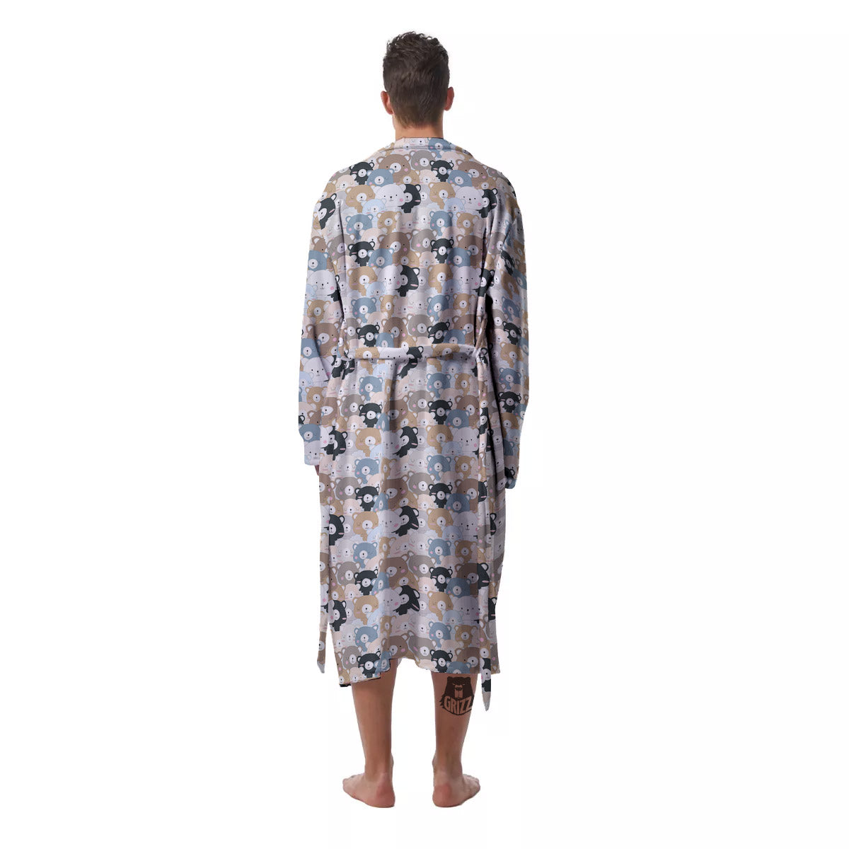 Bear Cute Print Pattern Men's Robe-grizzshop