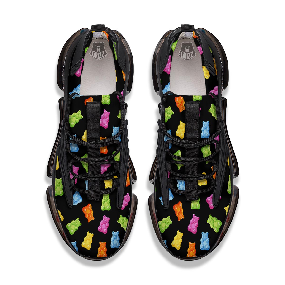 Bear Sweet Gummy Print Pattern Black Gym Shoes-grizzshop