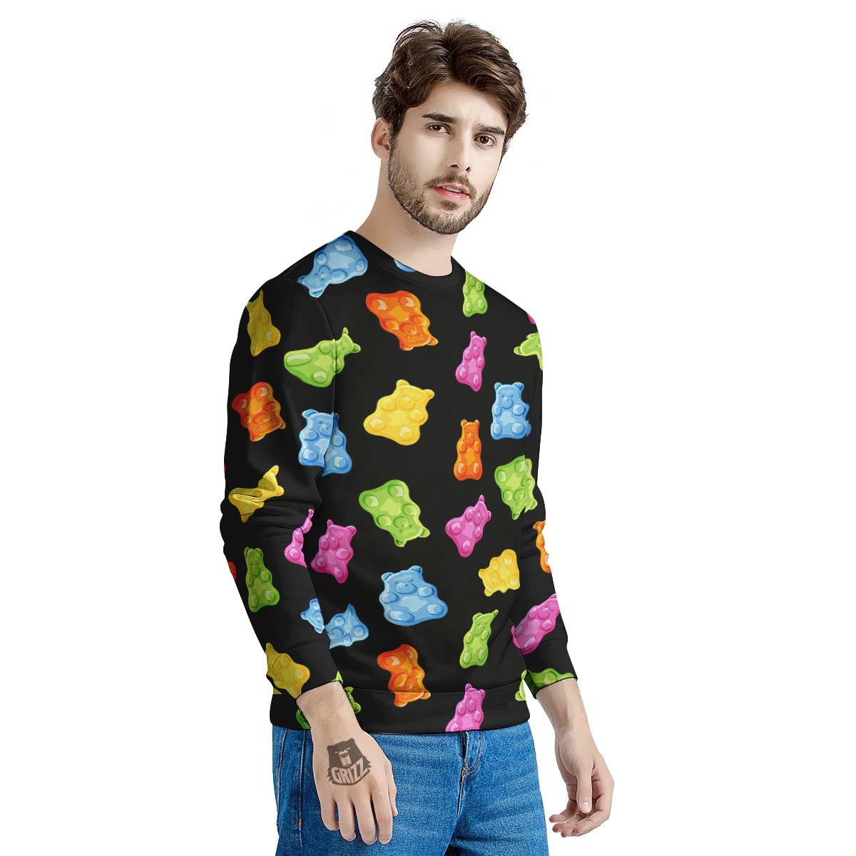 Bear Sweet Gummy Print Pattern Men's Sweatshirt-grizzshop