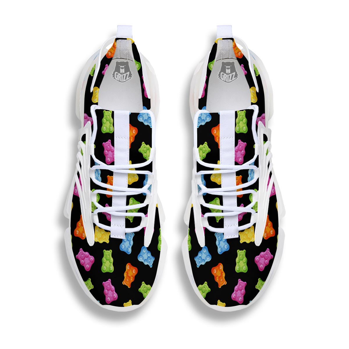 Bear Sweet Gummy Print Pattern White Gym Shoes-grizzshop