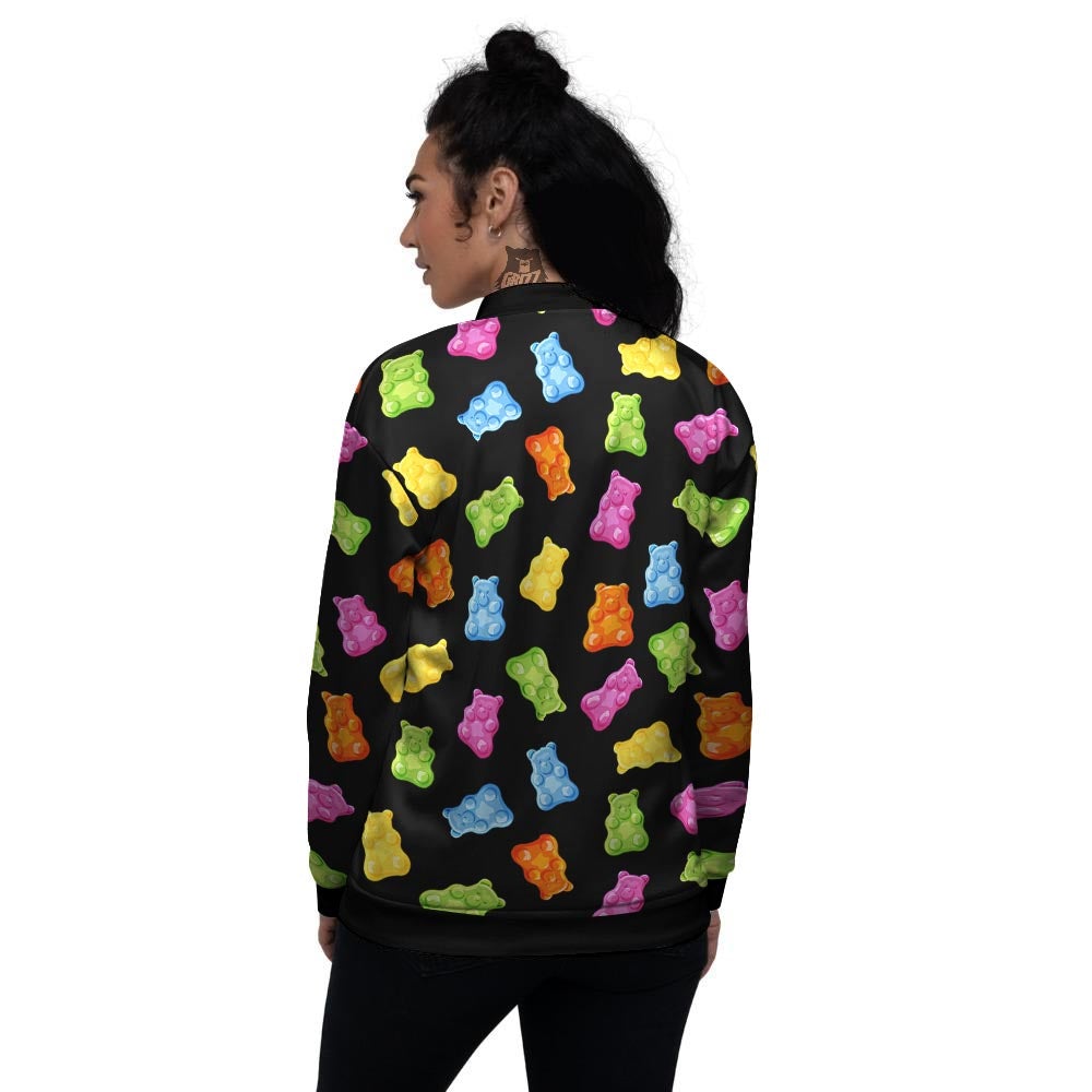 Bear Sweet Gummy Print Pattern Women's Bomber Jacket-grizzshop