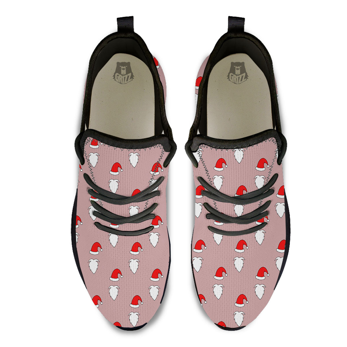Beard Santa Claus Print Pattern Black Athletic Shoes-grizzshop