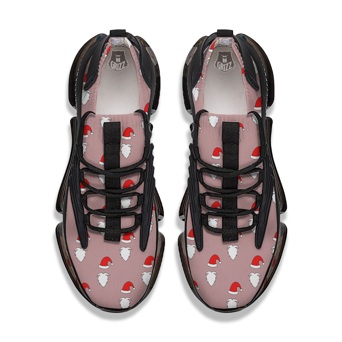 Beard Santa Claus Print Pattern Black Gym Shoes-grizzshop
