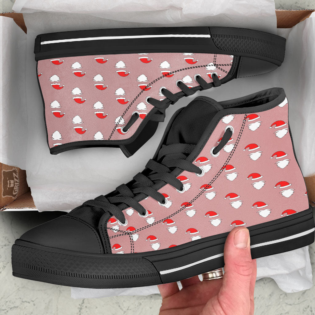 Beard Santa Claus Print Pattern Black High Top Shoes-grizzshop