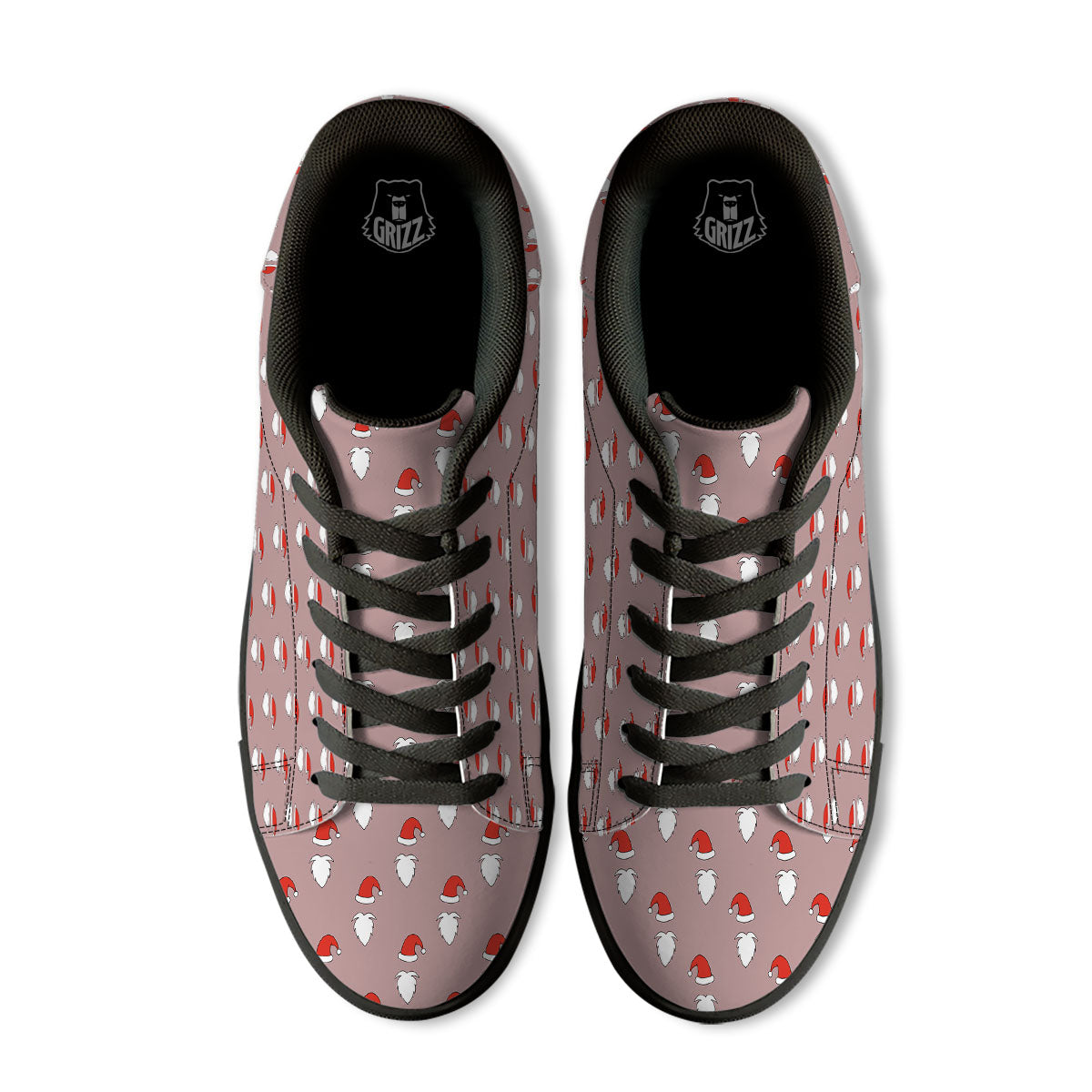 Beard Santa Claus Print Pattern Black Low Top Sneakers-grizzshop