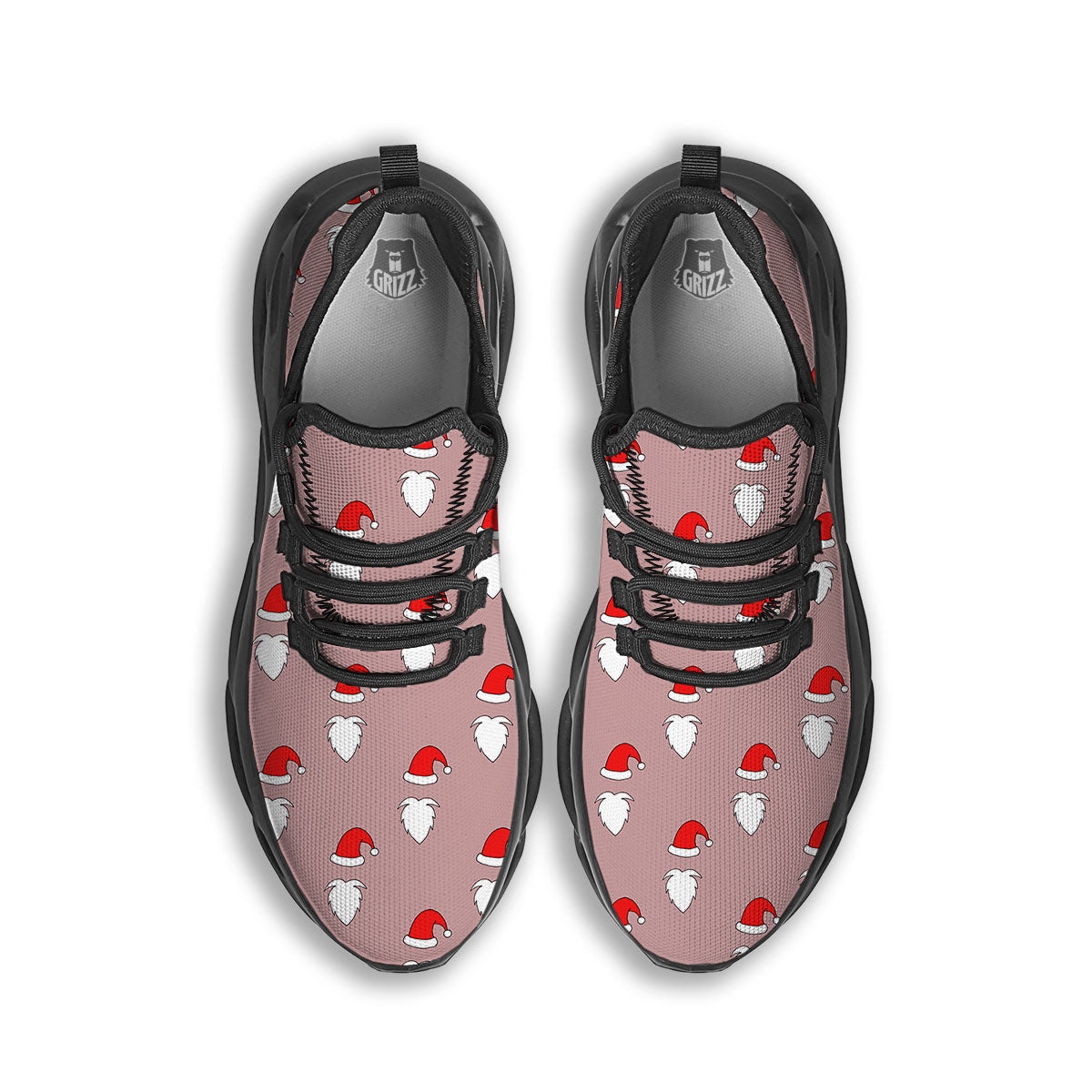 Beard Santa Claus Print Pattern Black Running Shoes-grizzshop