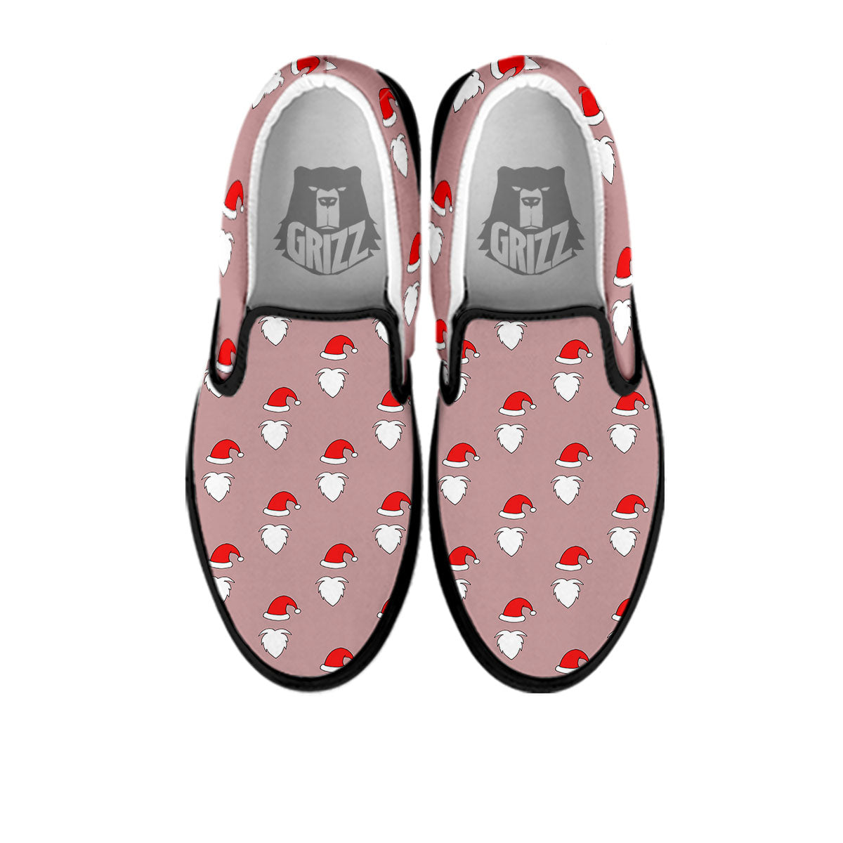 Beard Santa Claus Print Pattern Black Slip On Shoes-grizzshop