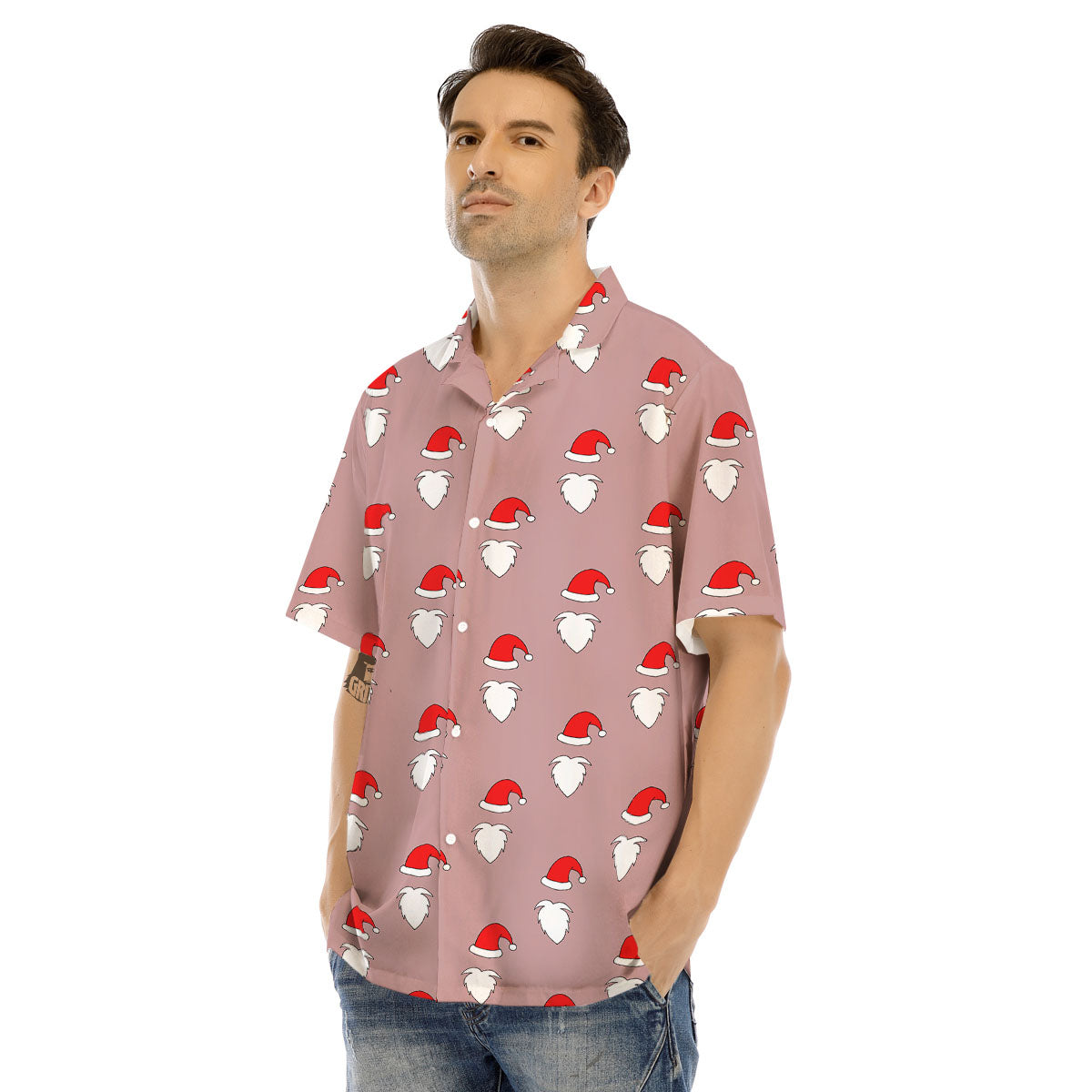 Beard Santa Claus Print Pattern Men's Hawaiian Shirt-grizzshop