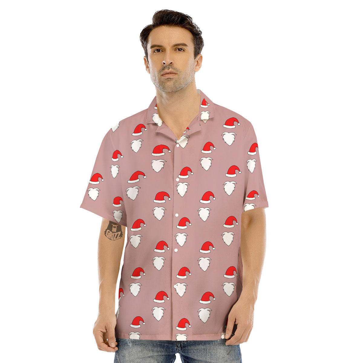 Beard Santa Claus Print Pattern Men's Hawaiian Shirt-grizzshop