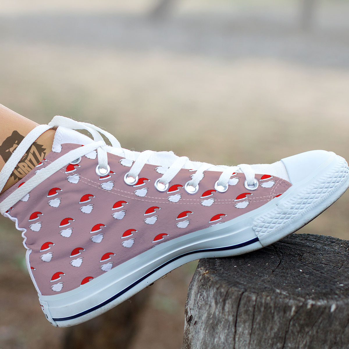 Beard Santa Claus Print Pattern White High Top Shoes-grizzshop