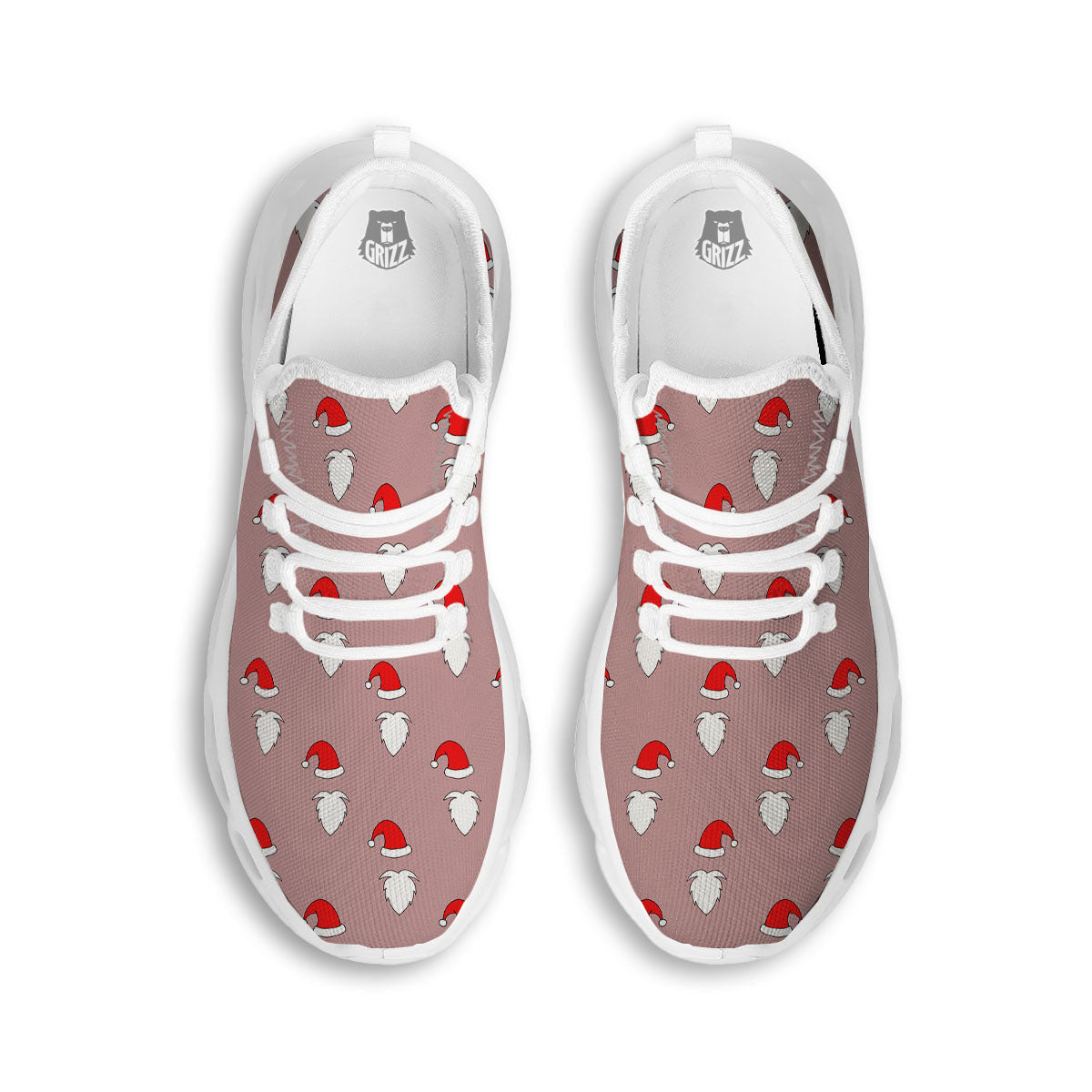Beard Santa Claus Print Pattern White Running Shoes-grizzshop