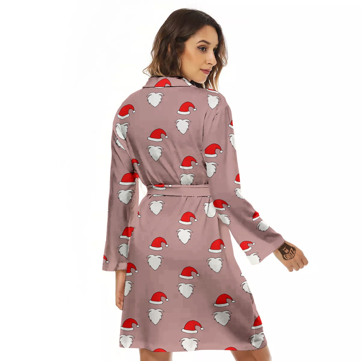 Beard Santa Claus Print Pattern Women's Robe-grizzshop
