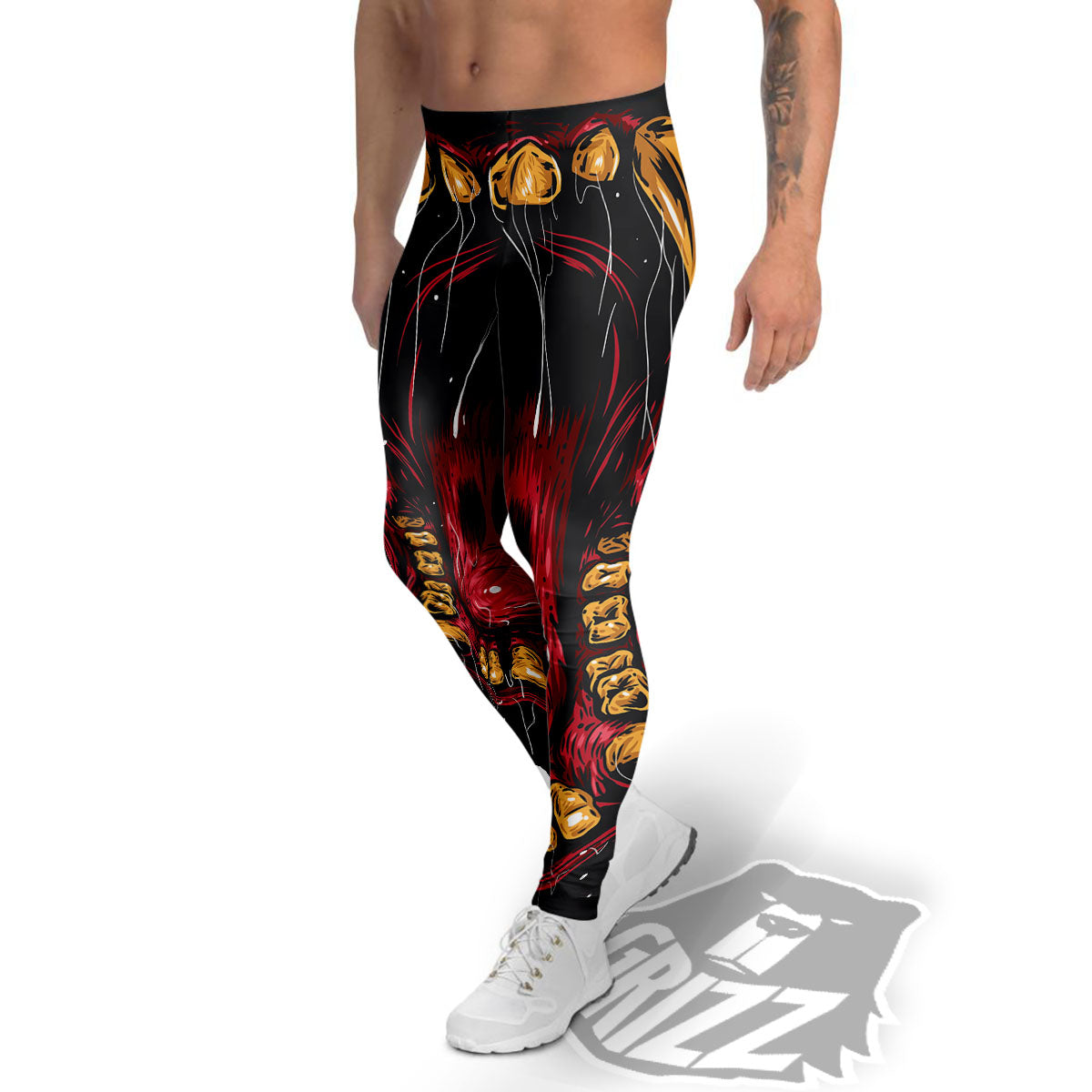 Beast Mouth Open Print Men's Leggings-grizzshop