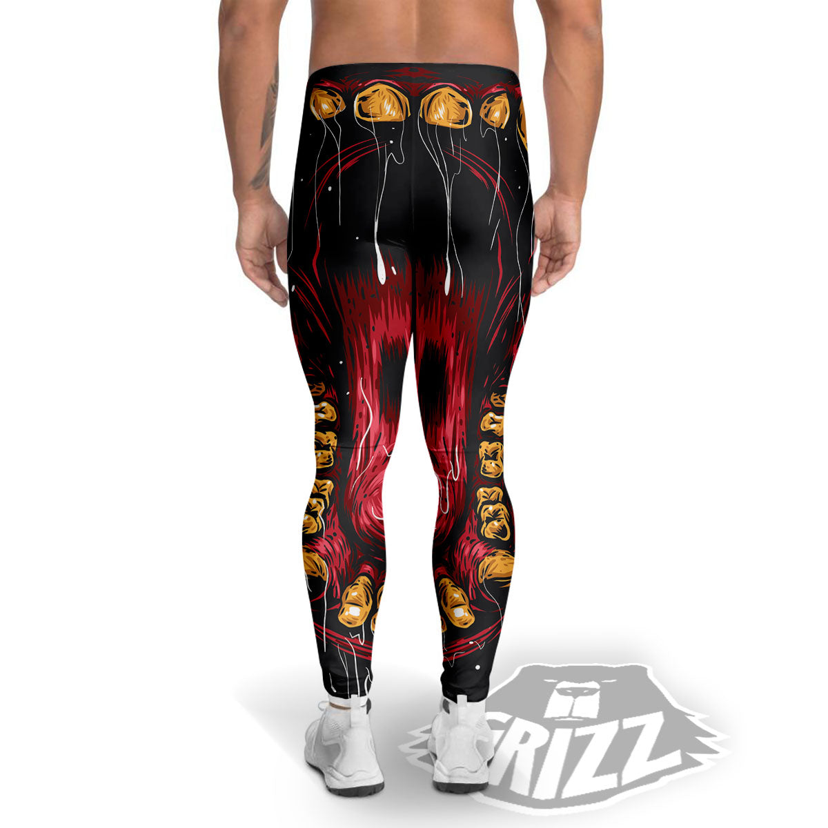 Beast Mouth Open Print Men's Leggings-grizzshop