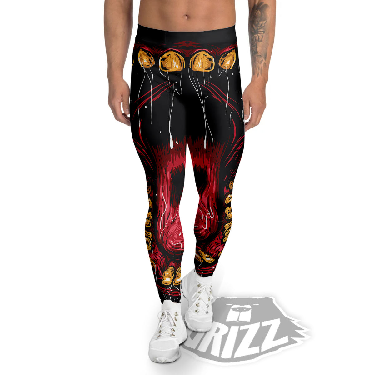Beast Mouth Open Print Men's Leggings-grizzshop