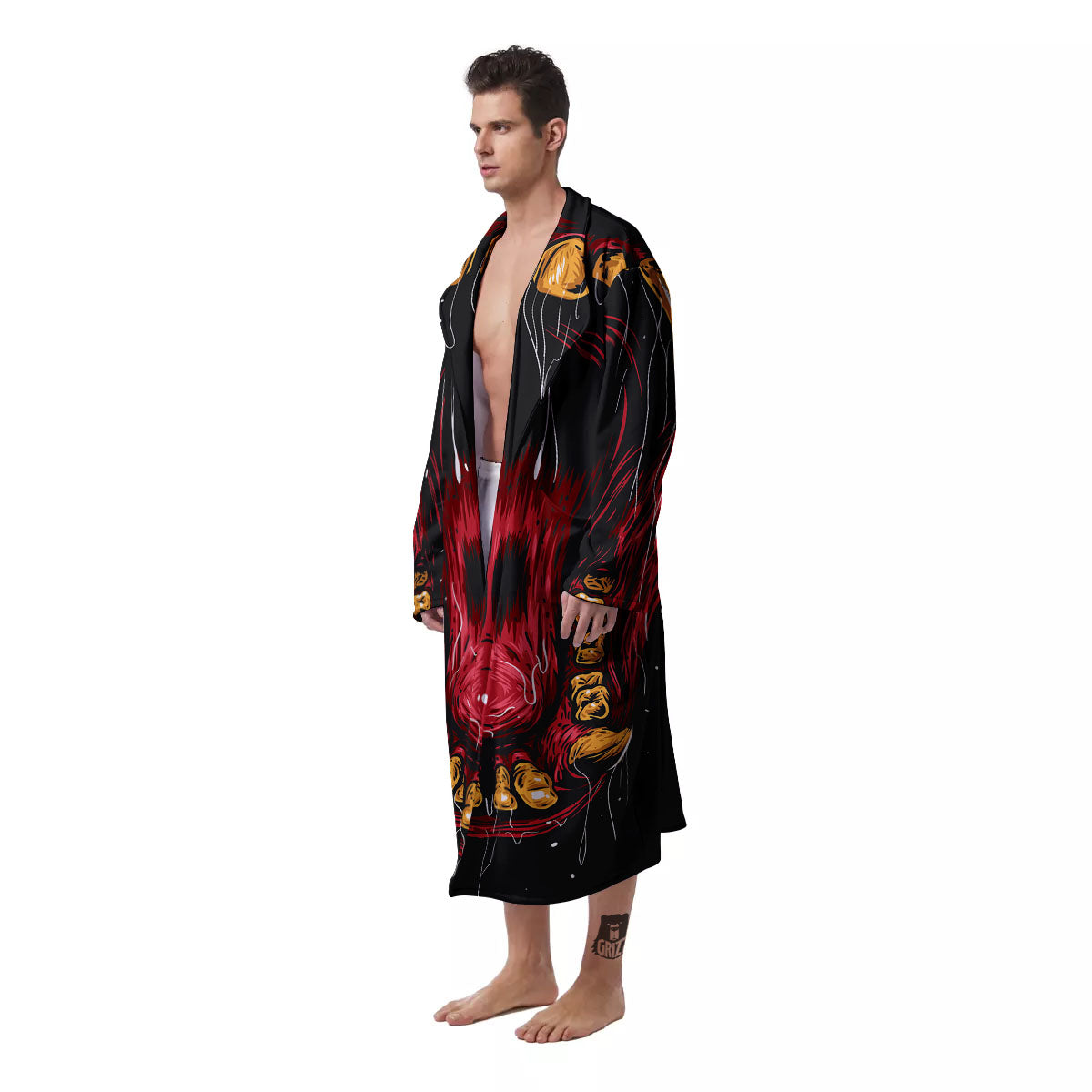 Beast Mouth Open Print Men's Robe-grizzshop