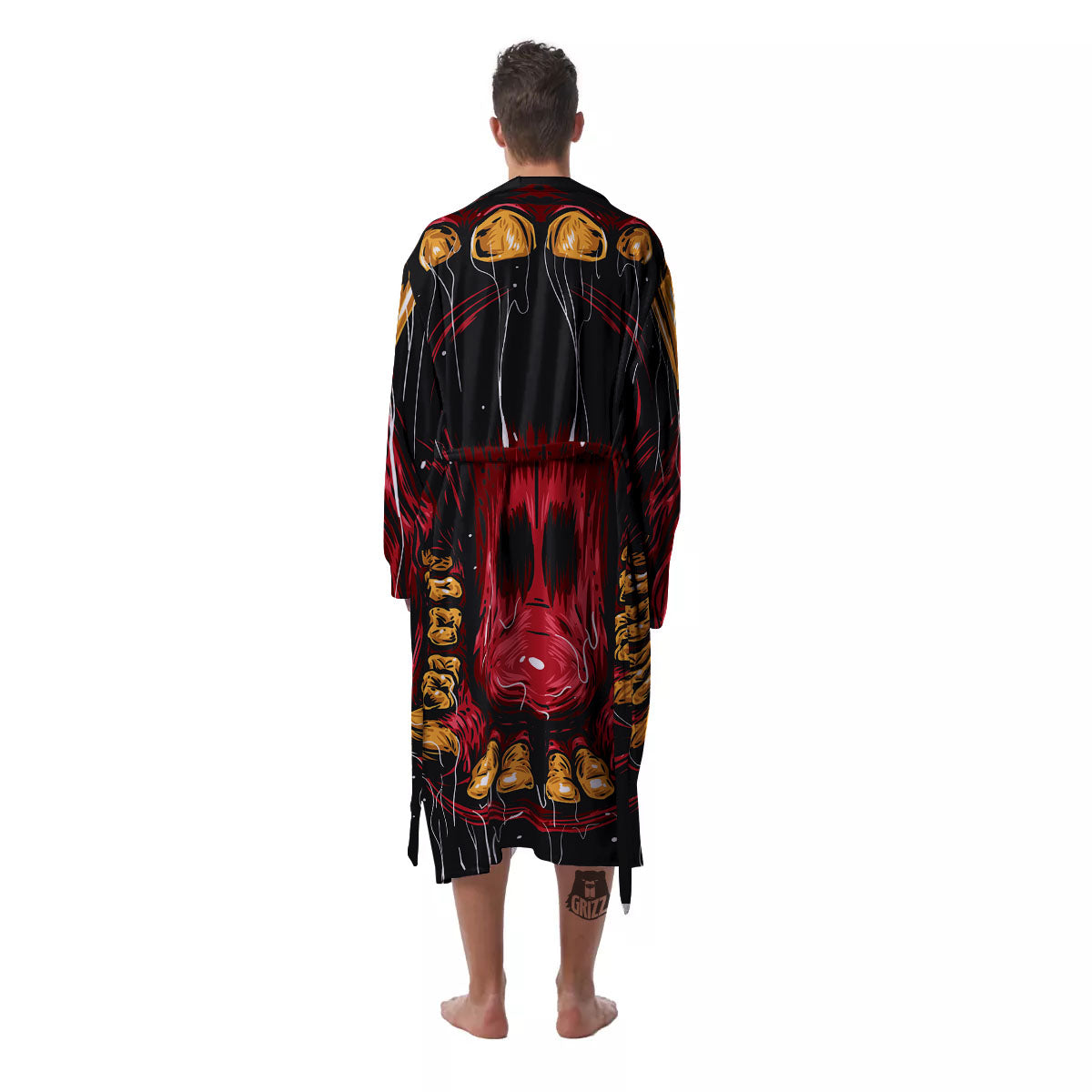 Beast Mouth Open Print Men's Robe-grizzshop