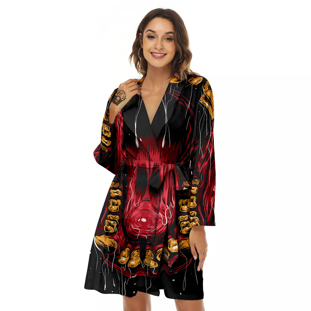 Beast Mouth Open Print Women's Robe-grizzshop