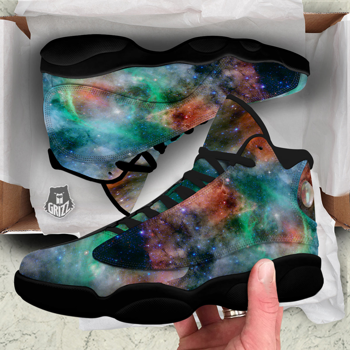 Beauty Of Outer Space Print Black Basketball Shoes-grizzshop
