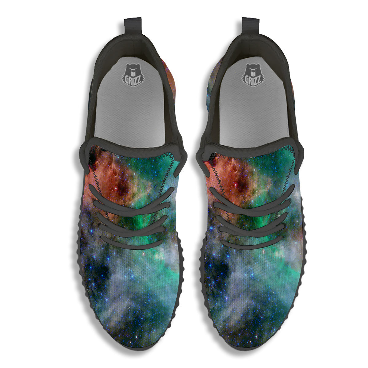 Beauty Of Outer Space Print Black Walking Shoes-grizzshop