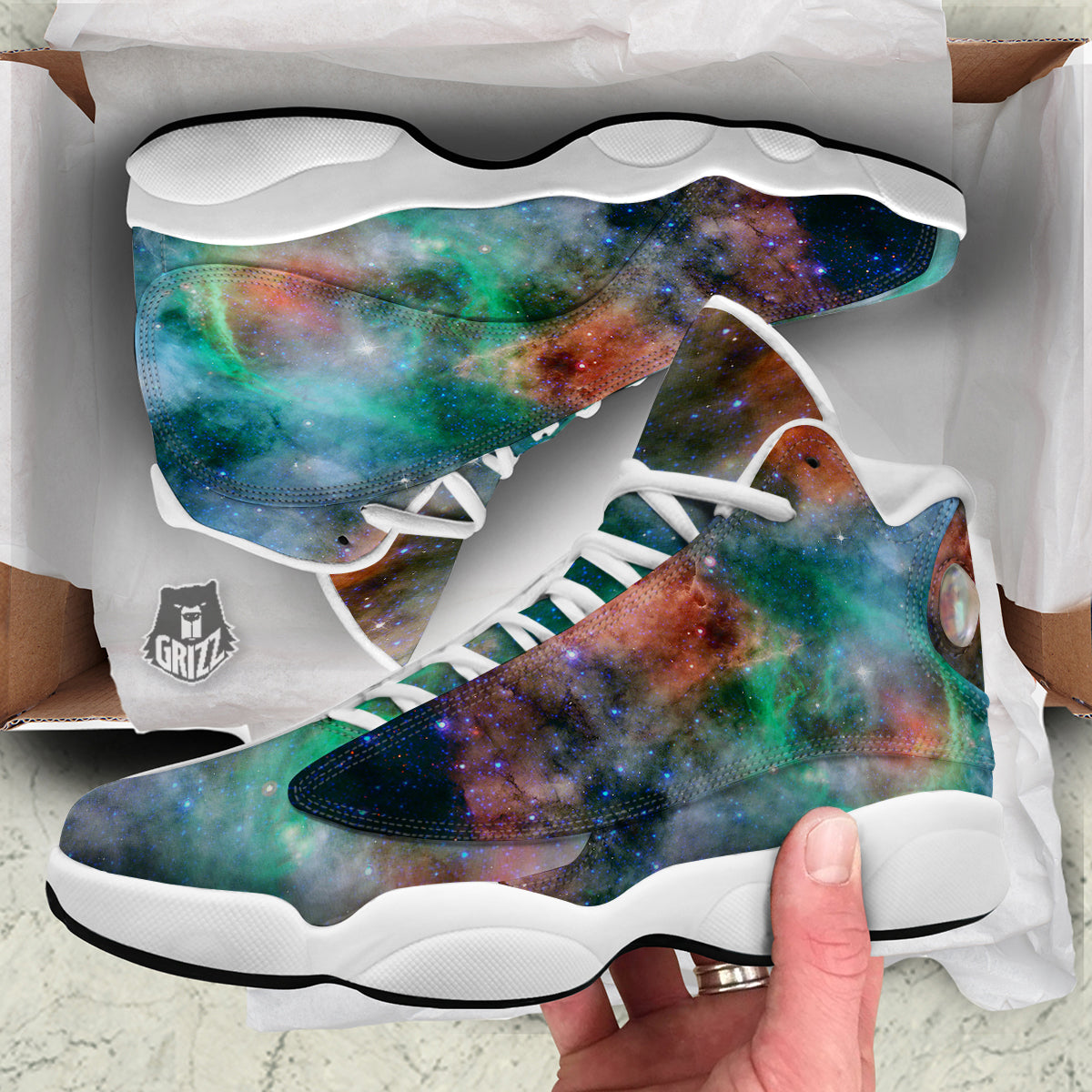 Beauty Of Outer Space Print White Basketball Shoes-grizzshop