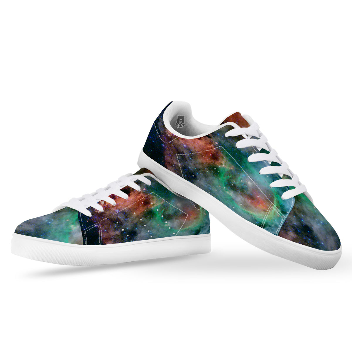 Beauty Of Outer Space Print White Low Top Sneakers-grizzshop