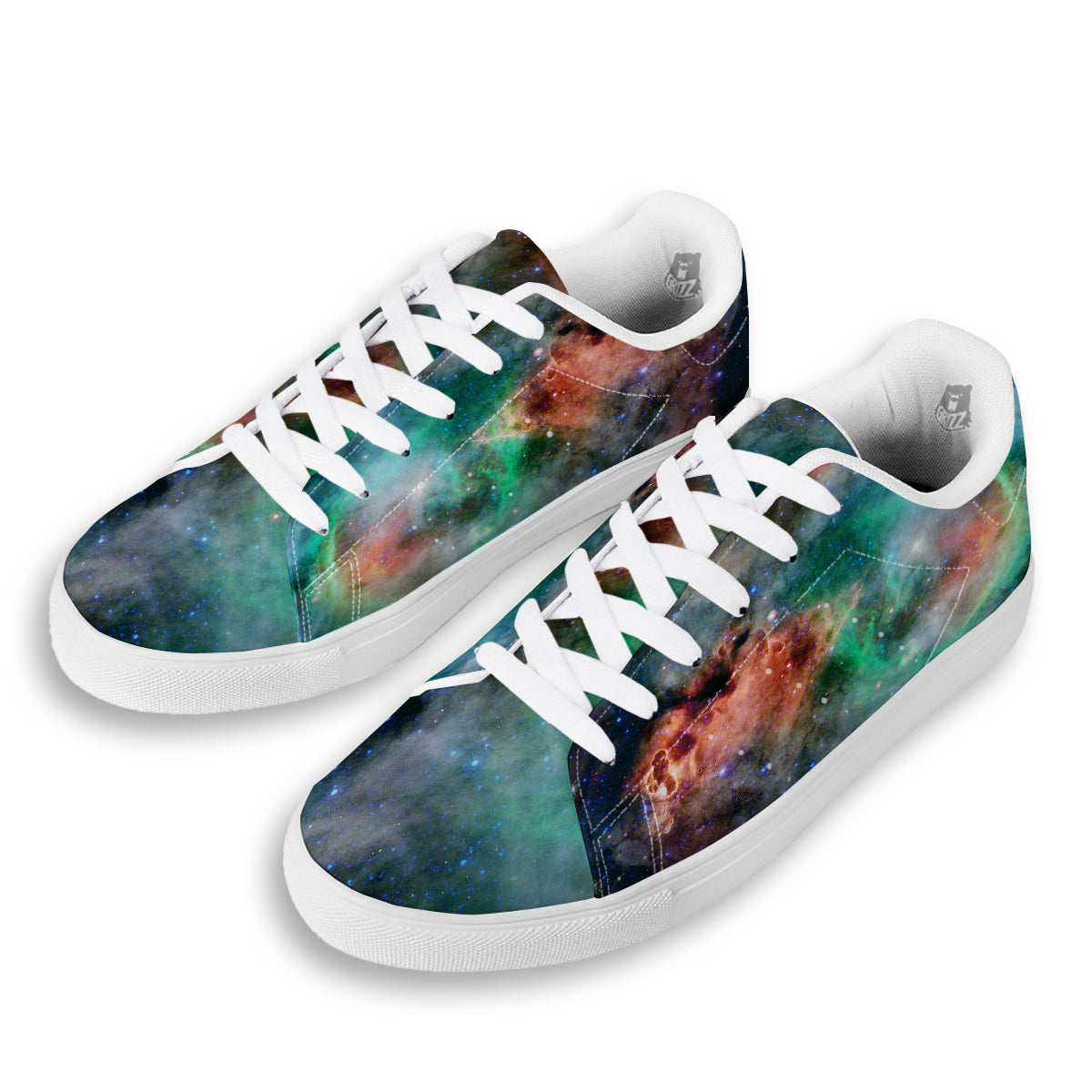 Beauty Of Outer Space Print White Low Top Sneakers-grizzshop