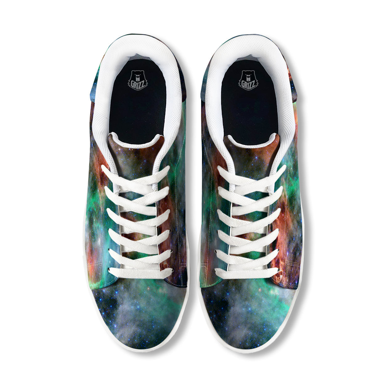 Beauty Of Outer Space Print White Low Top Sneakers-grizzshop