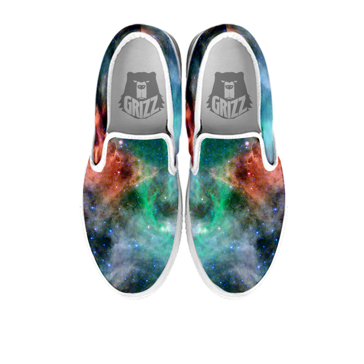 Beauty Of Outer Space Print White Slip On Shoes-grizzshop