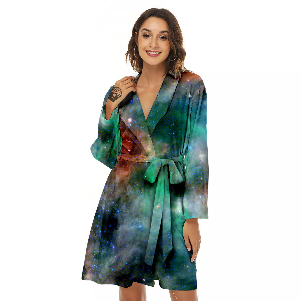 Beauty Of Outer Space Print Women's Robe-grizzshop