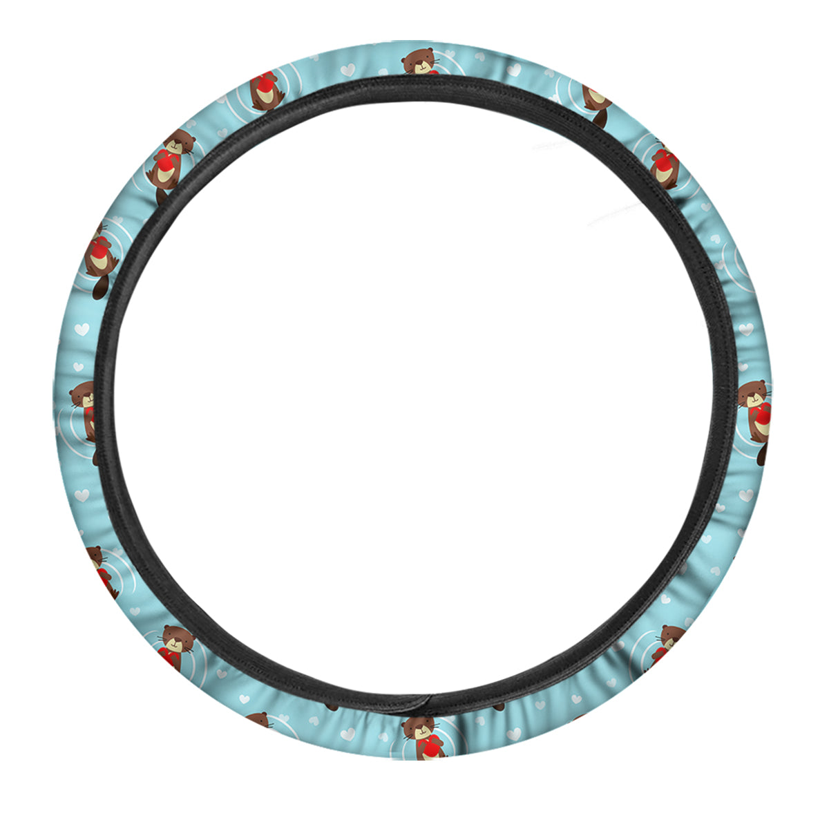 Beaver And Heart Print Pattern Car Steering Wheel Cover-grizzshop