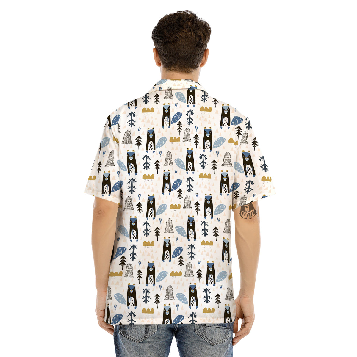 Beaver Cartoon Print Pattern Men's Hawaiian Shirt-grizzshop