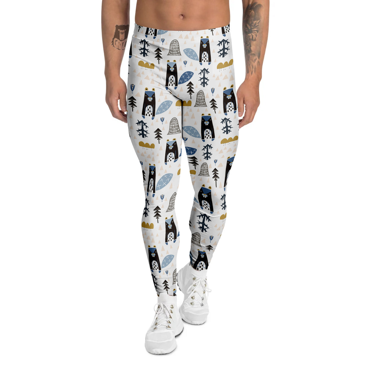 Beaver Cartoon Print Pattern Men's Leggings-grizzshop