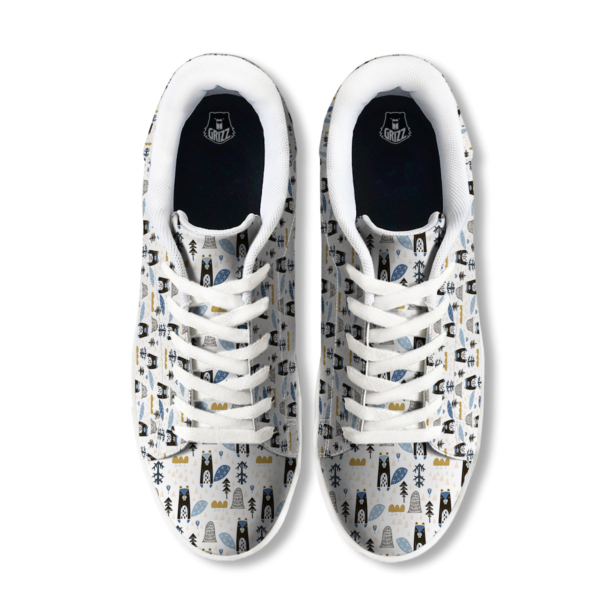 Beaver Cartoon Print Pattern White Low Top Sneakers-grizzshop