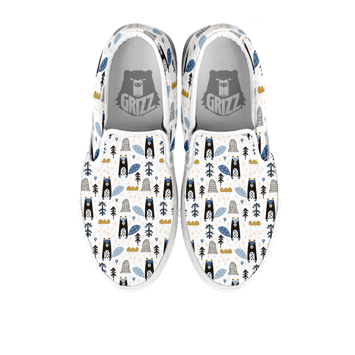 Beaver Cartoon Print Pattern White Slip On Shoes-grizzshop