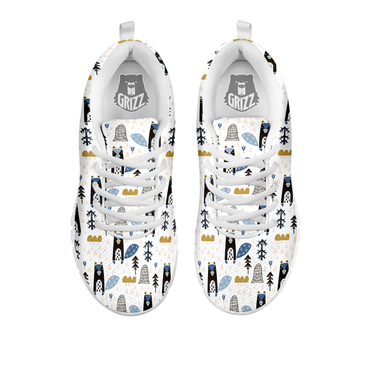 Beaver Cartoon Print Pattern White Sneaker-grizzshop